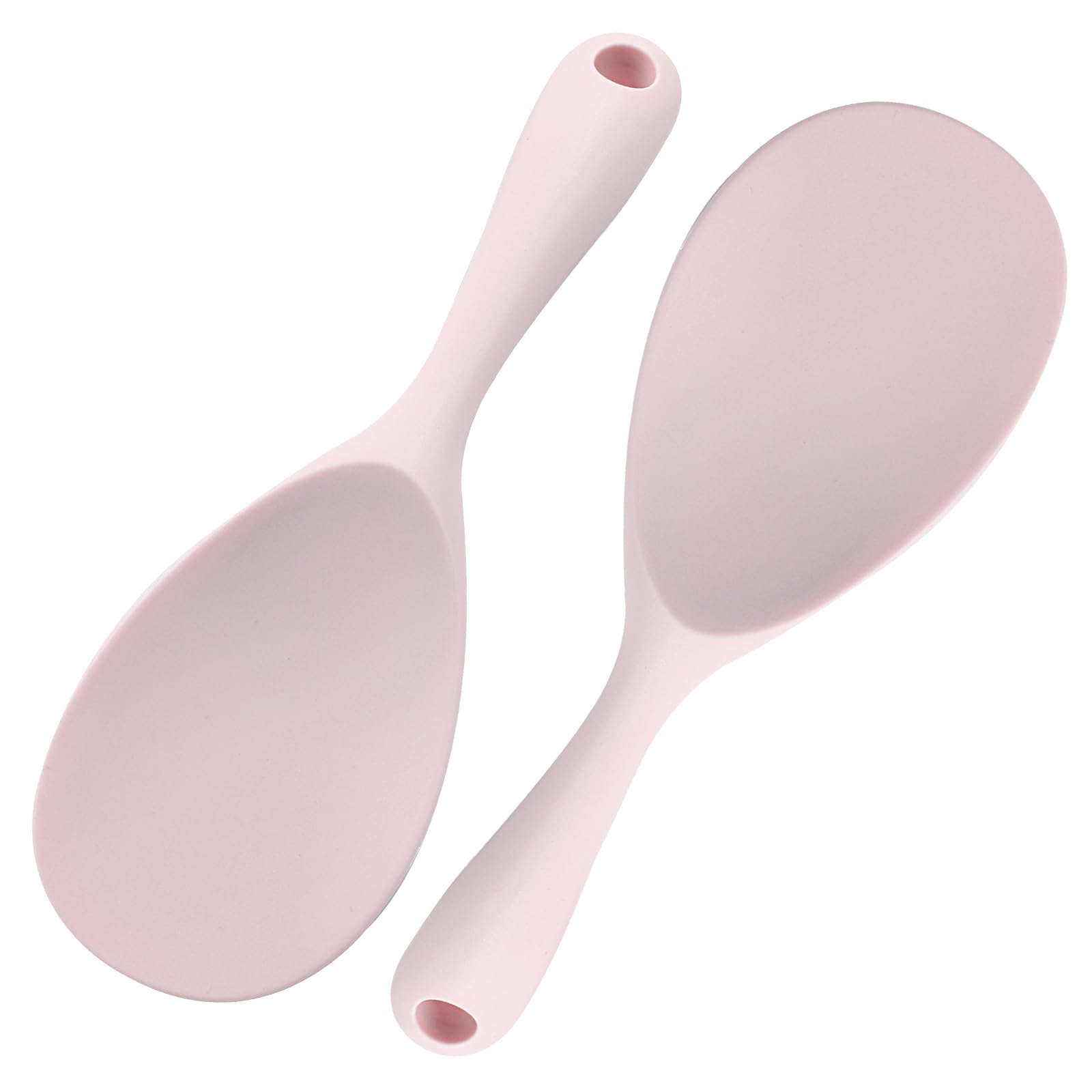 Murtenze 2Pcs Pink Silicone Rice Paddle Spoon，Non Stick Heat Resistant Kitchen Gadge Rice Spoon for Rice, Salads, Mashed Potato