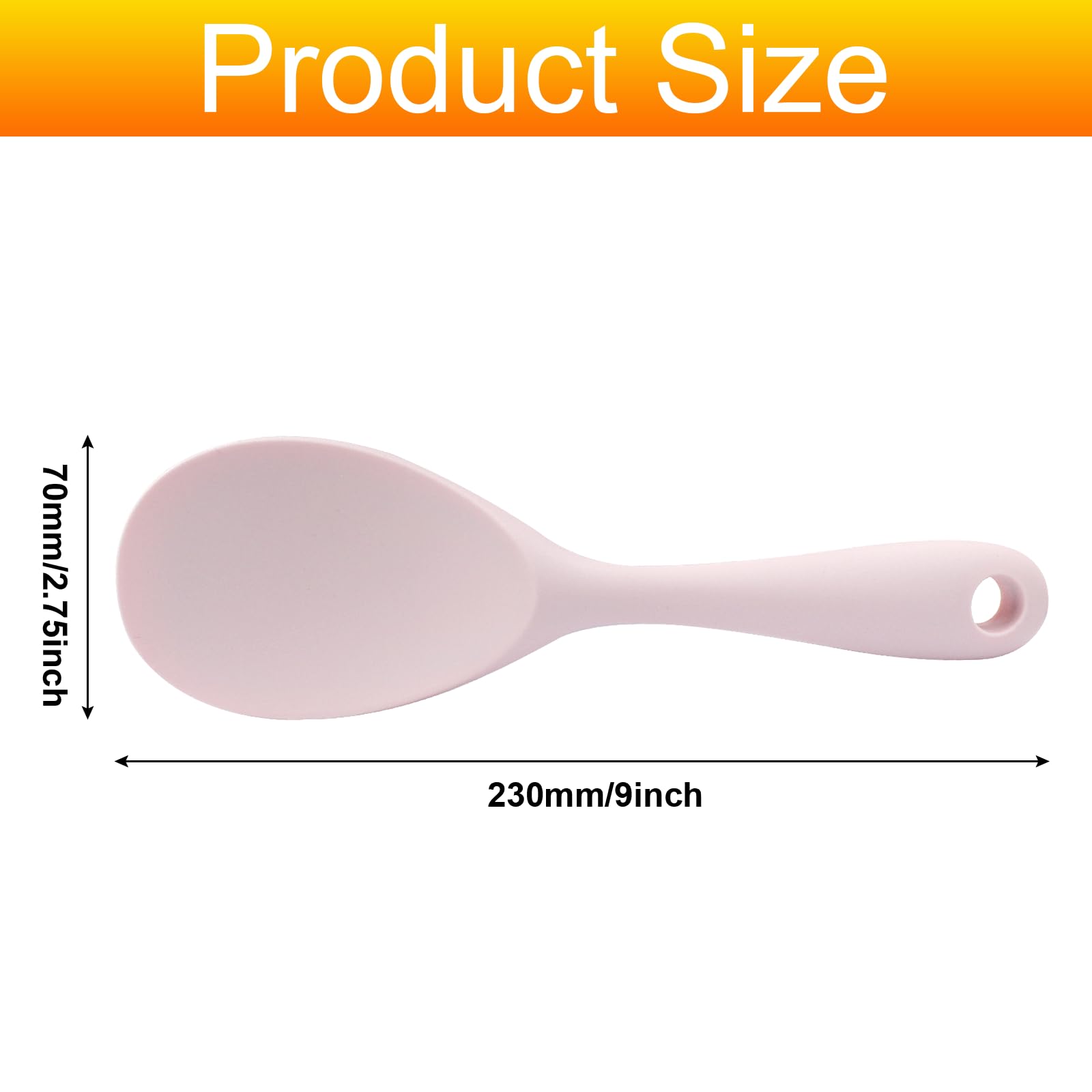 Murtenze 2Pcs Pink Silicone Rice Paddle Spoon，Non Stick Heat Resistant Kitchen Gadge Rice Spoon for Rice, Salads, Mashed Potato