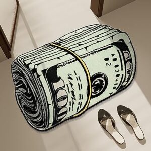 100 Dollar Bill Rug, Art Money Creative Carpet Cozy Soft Bedroom Funky Door Mat Carpets Bedside Rugs Living Room Decoration Rug Bathroom Door Mat Dry Absorbent Mats (D,19.6 * 31.5 inch)