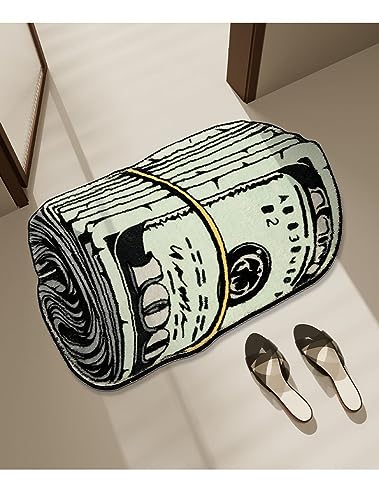 100 Dollar Bill Rug, Art Money Creative Carpet Cozy Soft Bedroom Funky Door Mat Carpets Bedside Rugs Living Room Decoration Rug Bathroom Door Mat Dry Absorbent Mats (D,19.6 * 31.5 inch)