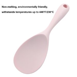 Murtenze 2Pcs Pink Silicone Rice Paddle Spoon，Non Stick Heat Resistant Kitchen Gadge Rice Spoon for Rice, Salads, Mashed Potato