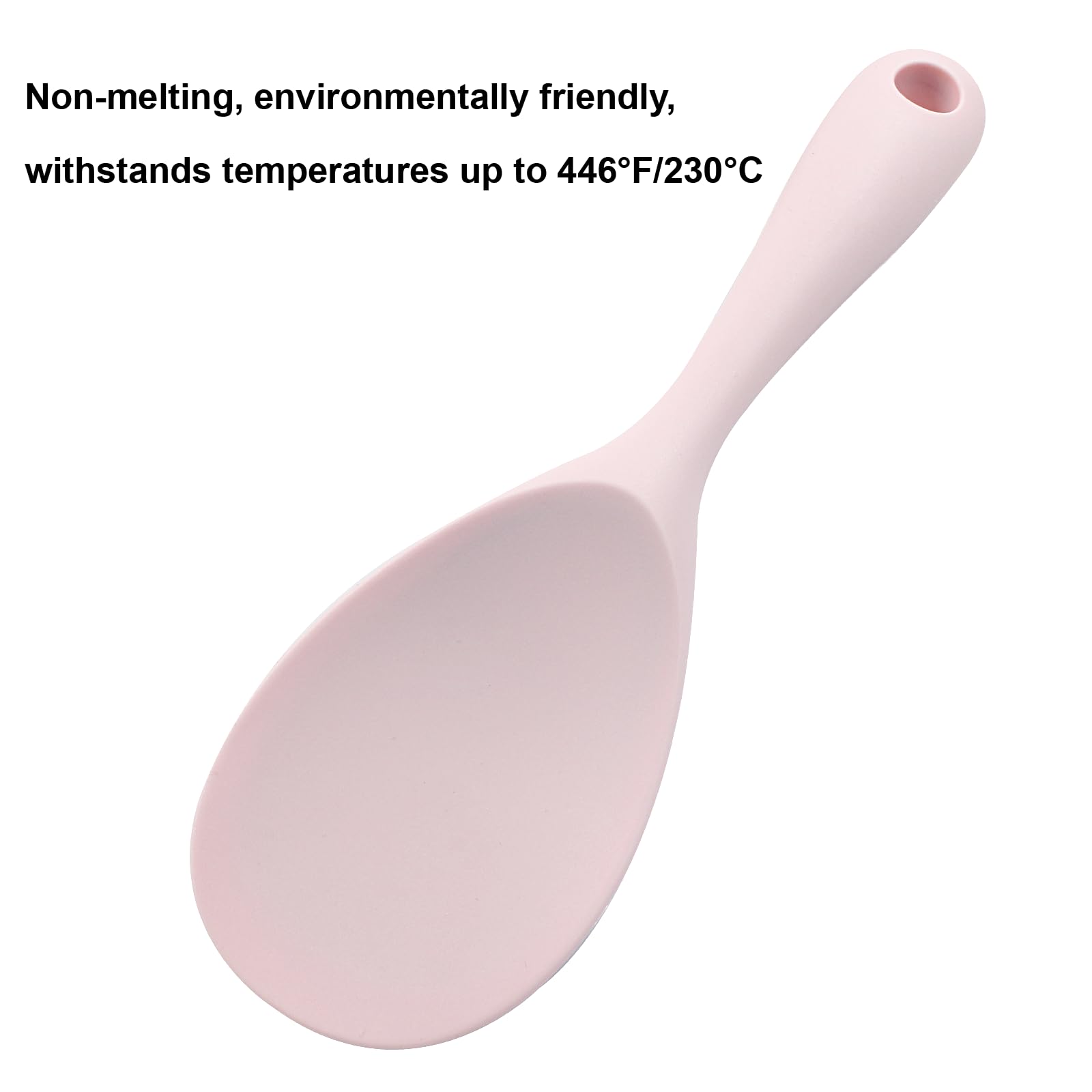 Murtenze 2Pcs Pink Silicone Rice Paddle Spoon，Non Stick Heat Resistant Kitchen Gadge Rice Spoon for Rice, Salads, Mashed Potato