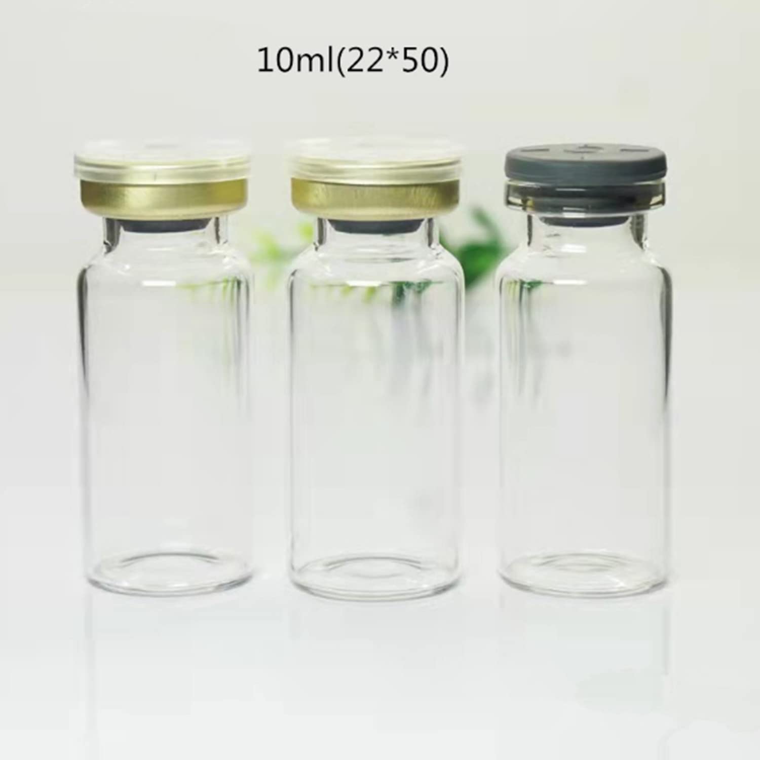 DIELLY 10 Pcs 10ml Glass Bottle,Sterile Transparent Vial,Seals Empty Vials, Lab Sample Vial, Empty Vials with Self Healing Injection Port,With Flip Off Aluminum Cap (10) A Packaging