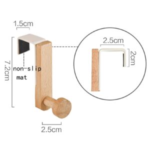 YIKANGHENG Steel and Wooden Hook, 3 Inch Long Heavy Duty Hook for Hanging Hat, Cloth, Bag, Towel, Widely Used on Wardrobe, Cupboard, Drawer (1 Pcs)