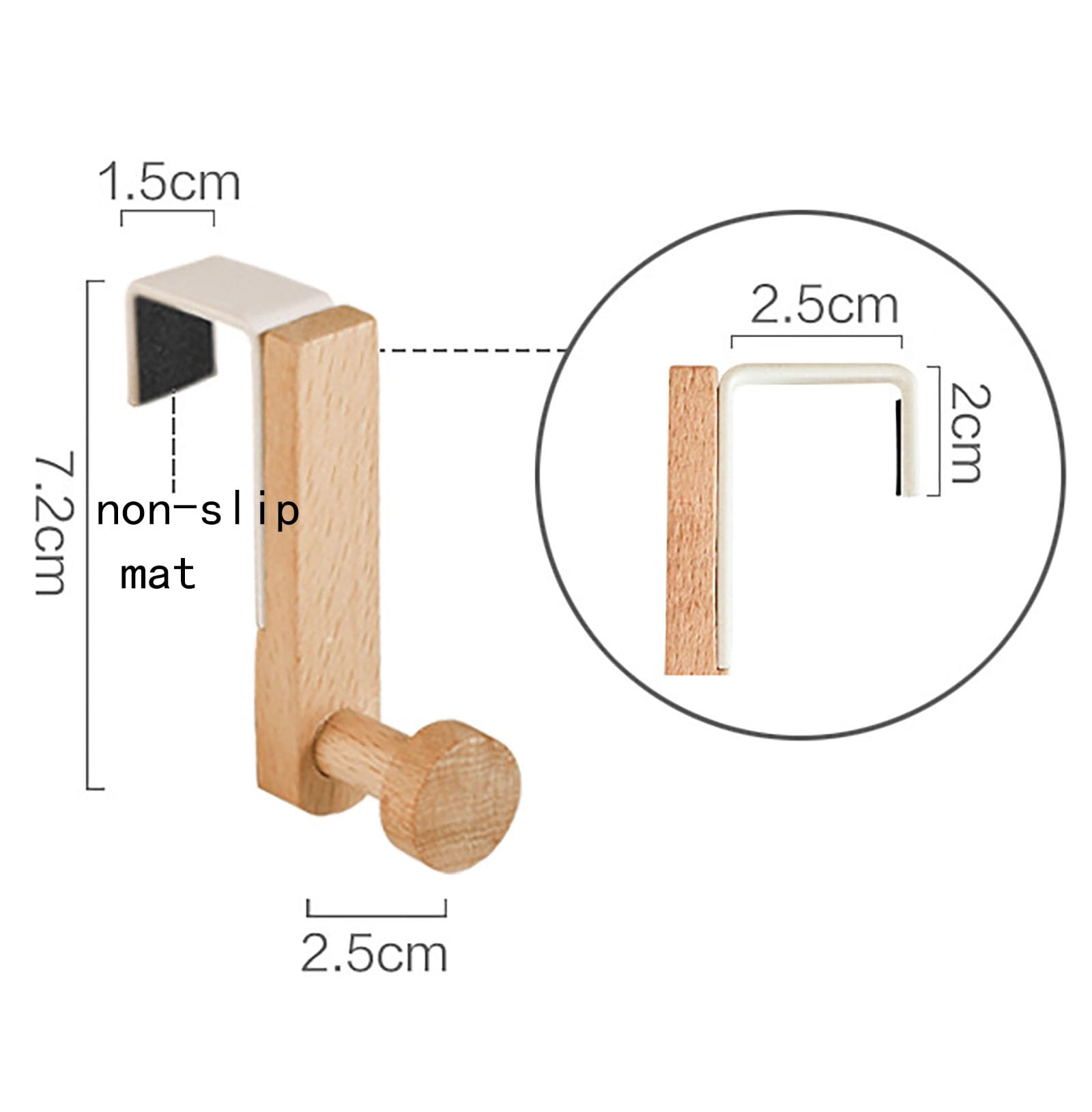 YIKANGHENG Steel and Wooden Hook, 3 Inch Long Heavy Duty Hook for Hanging Hat, Cloth, Bag, Towel, Widely Used on Wardrobe, Cupboard, Drawer (1 Pcs)