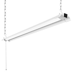 enateclite linkable 4foot hanging mount work lights, led garage lights, plug-in high visibility workshop led lights, hanging garage ceiling lights 4000k daylight, 4500lm, pull chain for basement