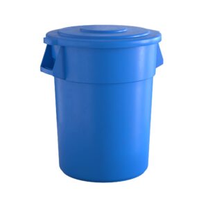 5-Pack! 55 Gallon Blue Round Commercial Trash Can and Lid, Perfect for Restaurant, Office, School, Garage, Backyard, Workshop, Warehouse