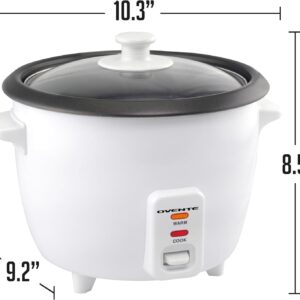 OVENTE Electric Rice Cooker with Food Steamer Basket, Automatic Keep Warm Function, Makes up to 10 cups Cooked (5 cups Uncooked) White, RCS01W