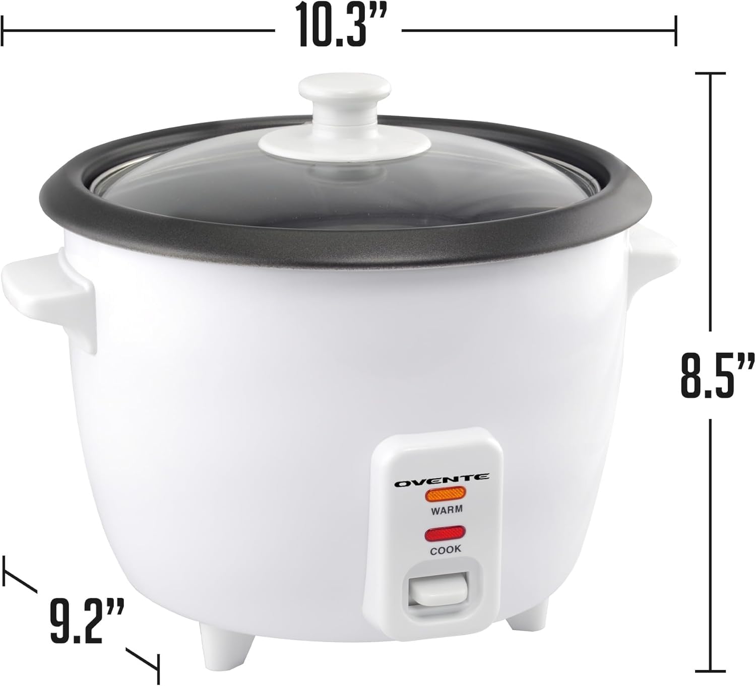 OVENTE Electric Rice Cooker with Food Steamer Basket, Automatic Keep Warm Function, Makes up to 10 cups Cooked (5 cups Uncooked) White, RCS01W