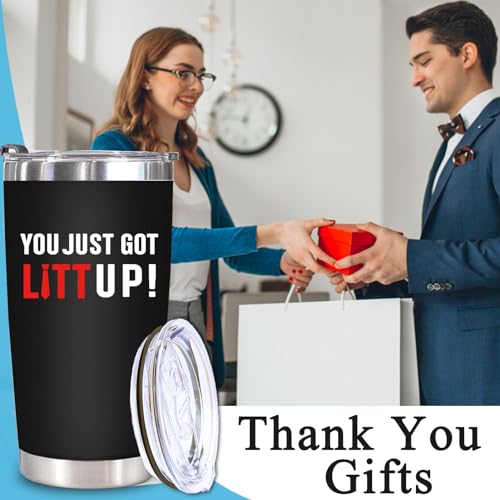 WECACYD You Just Got Litt Up Tumbler - Litt Up 20oz Tumbler Coffee Mug Black, Trending Cup for TV Show Fans - Funny Christmas Gifts for Suits TV Show Fans, Friends, Women, Men, Mom, Dad, Family