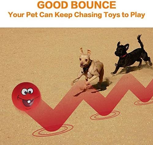 Coricorsu Squeaky Dog Toy Chewing Dog Toys Durable Teething Latex Rubber Soft Interactive Fetch Play Dog Balls with Funny Face for Puppy Small Medium Pet Dog (5PCS)