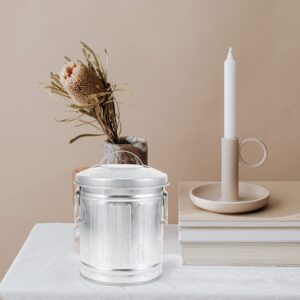 Cabilock Galvanized Trash Can Bucket with Lid Mini Desktop Wastebasket Rubbish Bin Garbage Waste Basket Vintage Farmhouse Metal Utility Pail Flower Pot Pen Pencil Holder M