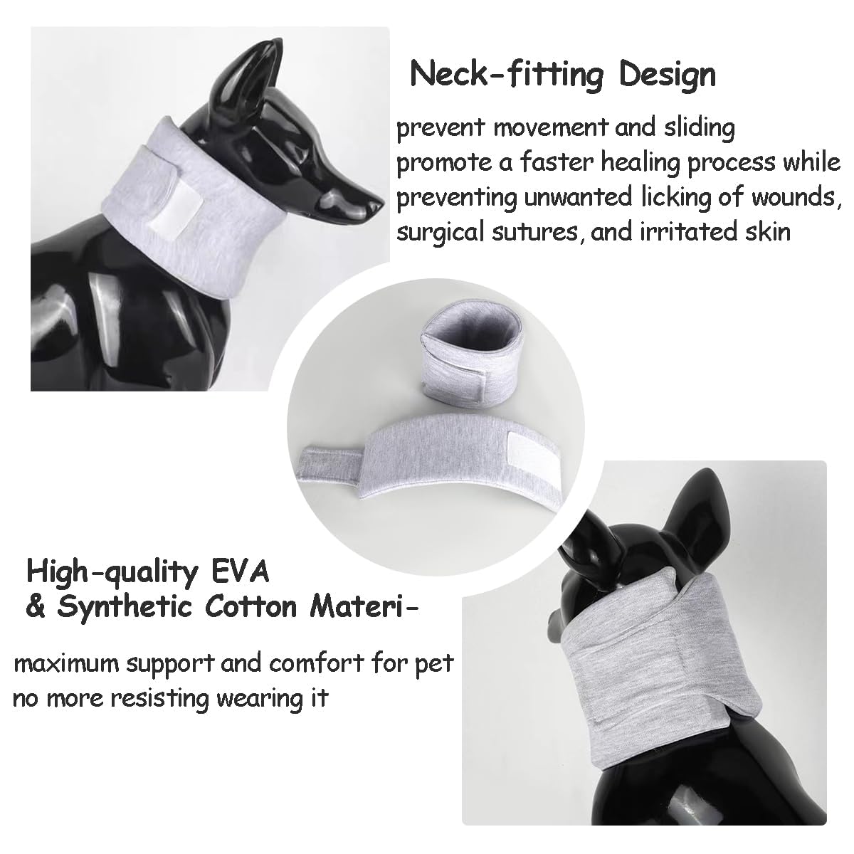 MANON ROSA Cat Neck Brace Elizabethan Collar for Pet After Surgery Recovery Adjustable Breathable Neck Cervical Cone for Small Medium Dogs Puppies Kittens with Spinal IVDD Issues (Medium,Grey)