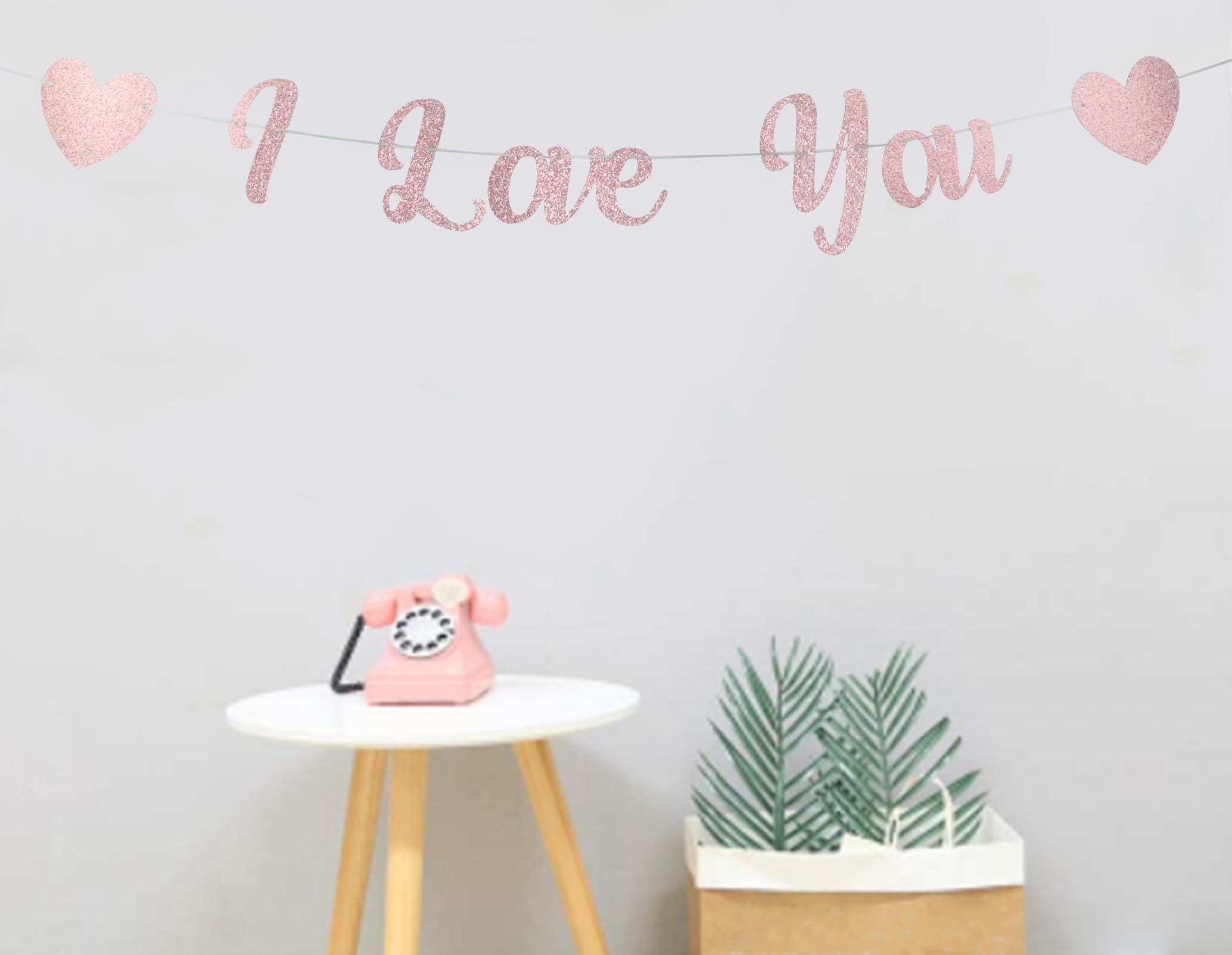 Rose Gold I Love You Banner, Happy Father's Day Father's Birthday Decorations Happy Mother's Birthday,Valentine's Day Party Decorations Wedding Anniversary Bridal Party Photo Props