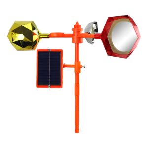 solar-powered voice bird deterrent device with 3 pieces 360° wide-range reflective rotating prisms cups, 2-in-1 audio signals to scare birds + wind-powered rotation mirrors for outdoor garden yard