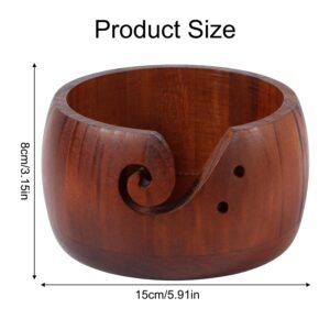 6'' Wooden Yarn Bowl Holder, Yarn Bowls for Crochet Knitting Bowl Storage Organizer with Holes and Groove Prevent Slipping Crocheting Accessory for Knitters & Crocheters