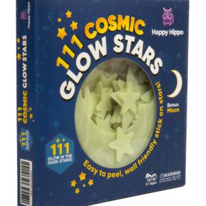 Happy Hippo 111 Glow in The Dark Stars for Ceiling with Bonus Moon (111-Pack) Christmas Stocking Stuffers for Kids