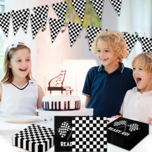 40Pcs Black and White Checkered Flag Party Napkins Disposable Race Car Birthday Party Supplies Racing Car Theme Party Paper Lunch Napkins for Baby Shower Kids Men Party Decorations Favors