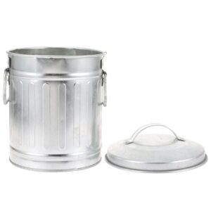 cabilock galvanized trash can bucket with lid mini desktop wastebasket rubbish bin garbage waste basket vintage farmhouse metal utility pail flower pot pen pencil holder m