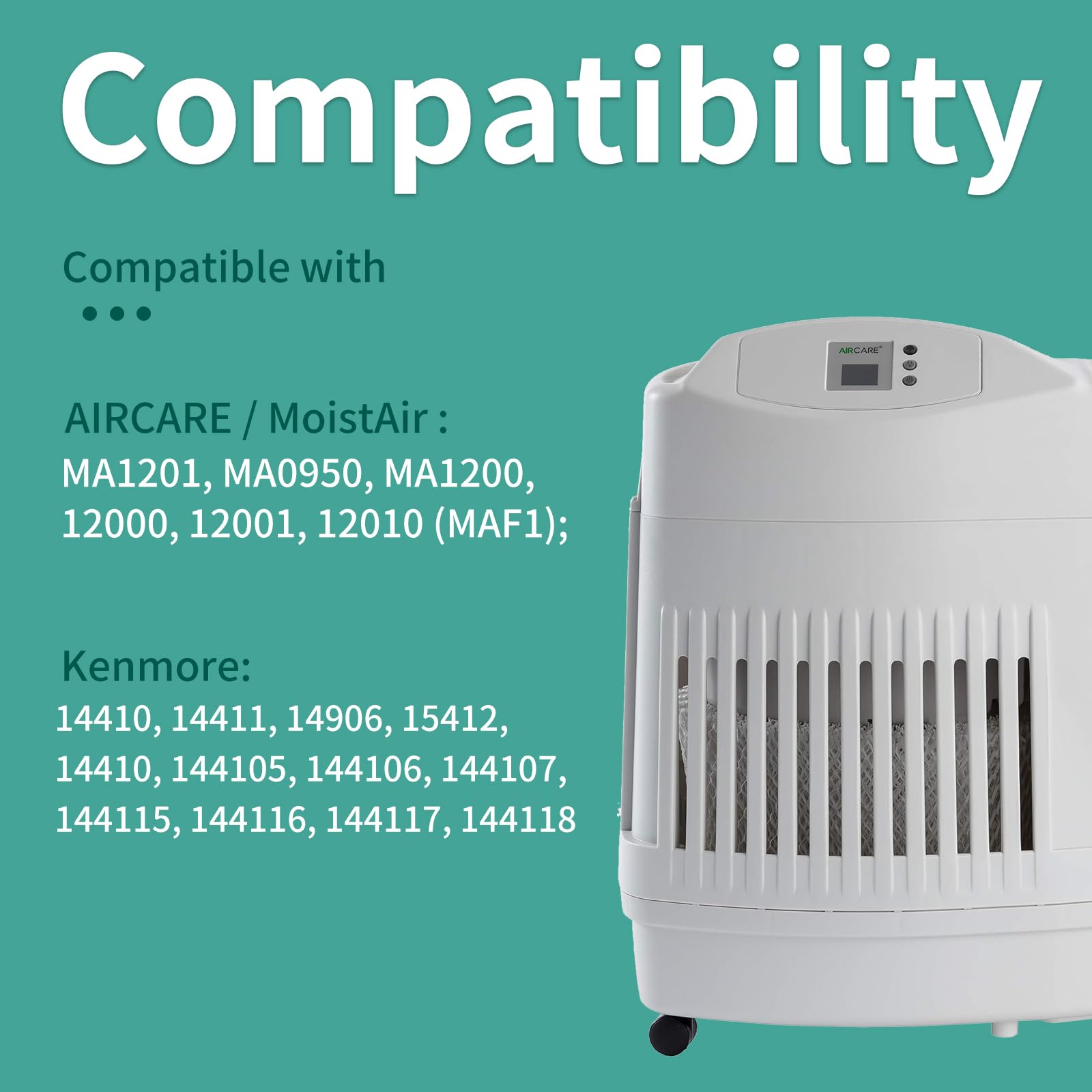 SUNRRA MAF1 Humidifier Filter Compatible with Aircare MA1201, MA0950, MA1200, Kenmore 14906,32-14906, 42-14906, Replace Aircare MA1201 Filter, Kenmore Humidifier Filters 14906, 2 Packs