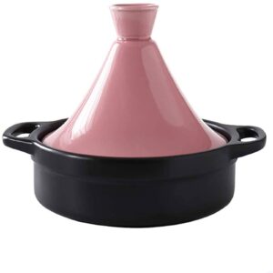 mdybf casserole ceramic casserole tagine pot with lid,steamer braiser pany cookware earthen pot for braising slow cooking casserole dish/pink/1.3quart