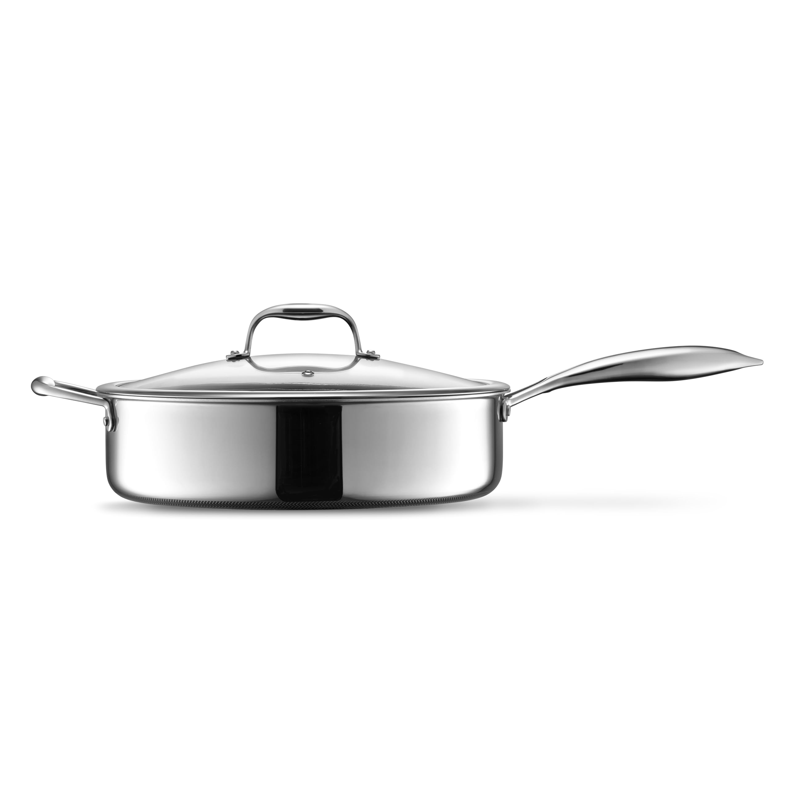 HexClad Hybrid Nonstick 5.5 Qt Deep Sauté Pan and Lid, Dishwasher and Oven-Safe, Compatible with All Cooktops