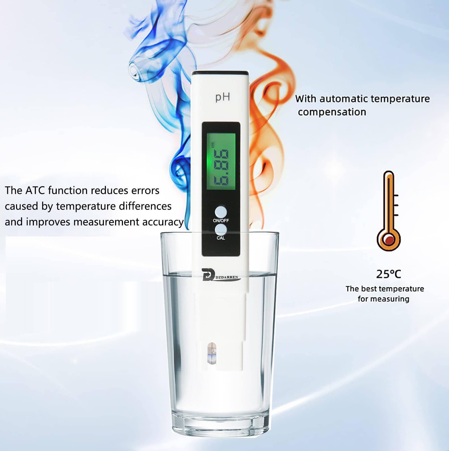 PH Meter, Digital PH Meter 0.01 PH High Accuracy Water Quality Tester with 0-14 PH Measurement Range for Household Drinking, Pool and Aquarium Water PH Tester Design with ATC