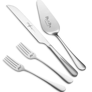 varlka cake cutting set for wedding, wedding cake knife and server set, bride and groom cake cutter server set and forks, birthday, wedding gifts, bridal shower gifts for couples