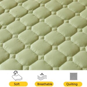 Akiky Mattress Topper Pad Mattress Pad for California King Bed Topper Protector-Breathable&Foldable Sage Green Grid Mattress Cover