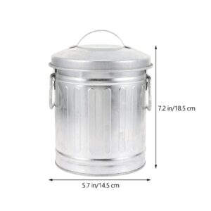 Cabilock Galvanized Trash Can Bucket with Lid Mini Desktop Wastebasket Rubbish Bin Garbage Waste Basket Vintage Farmhouse Metal Utility Pail Flower Pot Pen Pencil Holder M