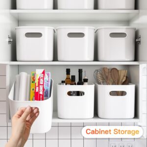 MSHOMELY 8 Packs Plastic Storage bins with Lid White Storage Containers with Lids Stackable Containers for Organizing Storage Box with Handle, Cube Storage Bins for Shelves, 9.84x7.1x6.3 inch