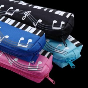 YSSZAM Black Oxford Cloth Pencil Case,Square Single Layer Music Notes Piano Keyboard Pencil Case Large Capacity Pen Bags Pencil Holders and Pen Holders Stationery Office Supplies