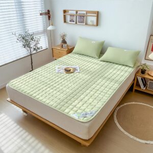 akiky mattress topper pad mattress pad for california king bed topper protector-breathable&foldable sage green grid mattress cover