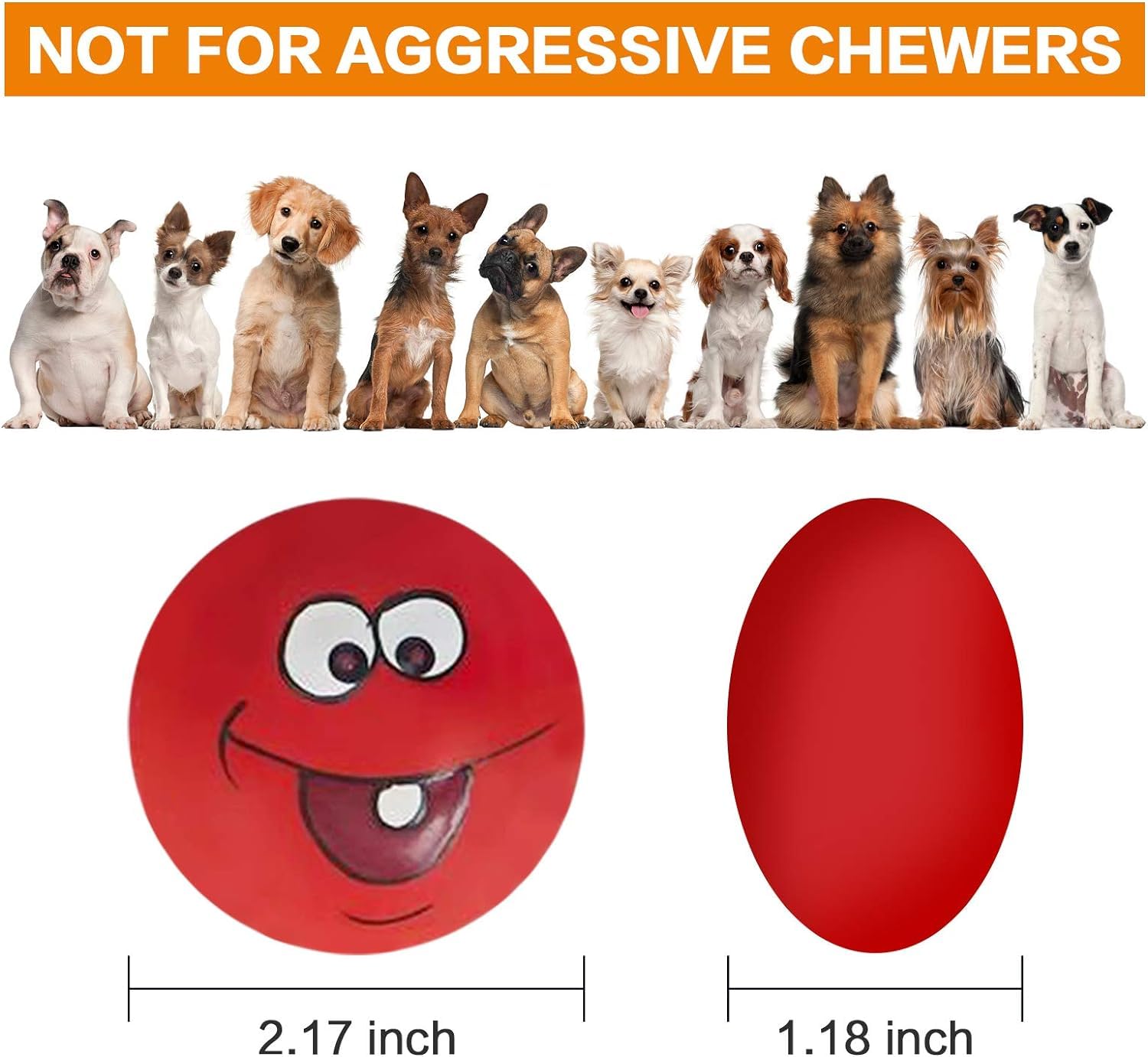 Coricorsu Squeaky Dog Toy Chewing Dog Toys Durable Teething Latex Rubber Soft Interactive Fetch Play Dog Balls with Funny Face for Puppy Small Medium Pet Dog (5PCS)