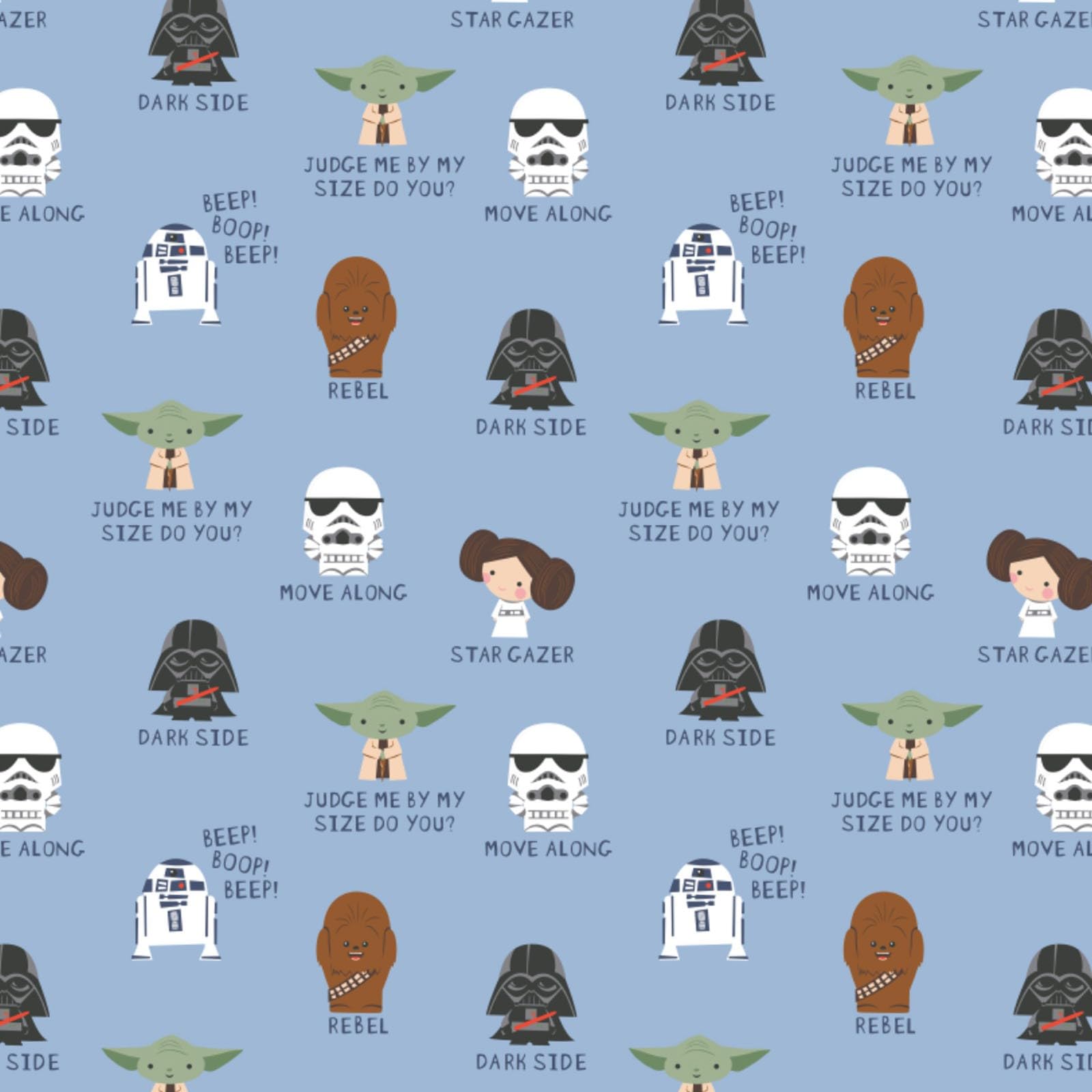 Star Wars Sayings and Characters Flannel Fabric by The Yard