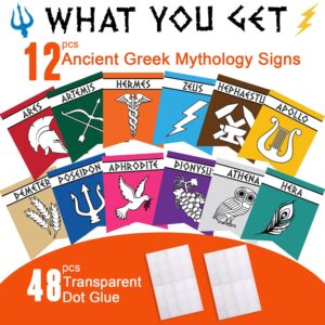 Greek Mythology Party Signs, 12pcs Greek God Party Decorations, Htabiol Greek Mythology Party Decorations, Fit for Greek Gods Birthday, Ancient Greek Party Decor, Percy Jackson Birthday Party Decor