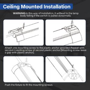 ENATECLITE Linkable 4Foot Hanging Mount Work Lights, LED Garage Lights, Plug-in High Visibility Workshop Led Lights, Hanging Garage Ceiling Lights 4000K Daylight, 4500LM, Pull Chain for Basement