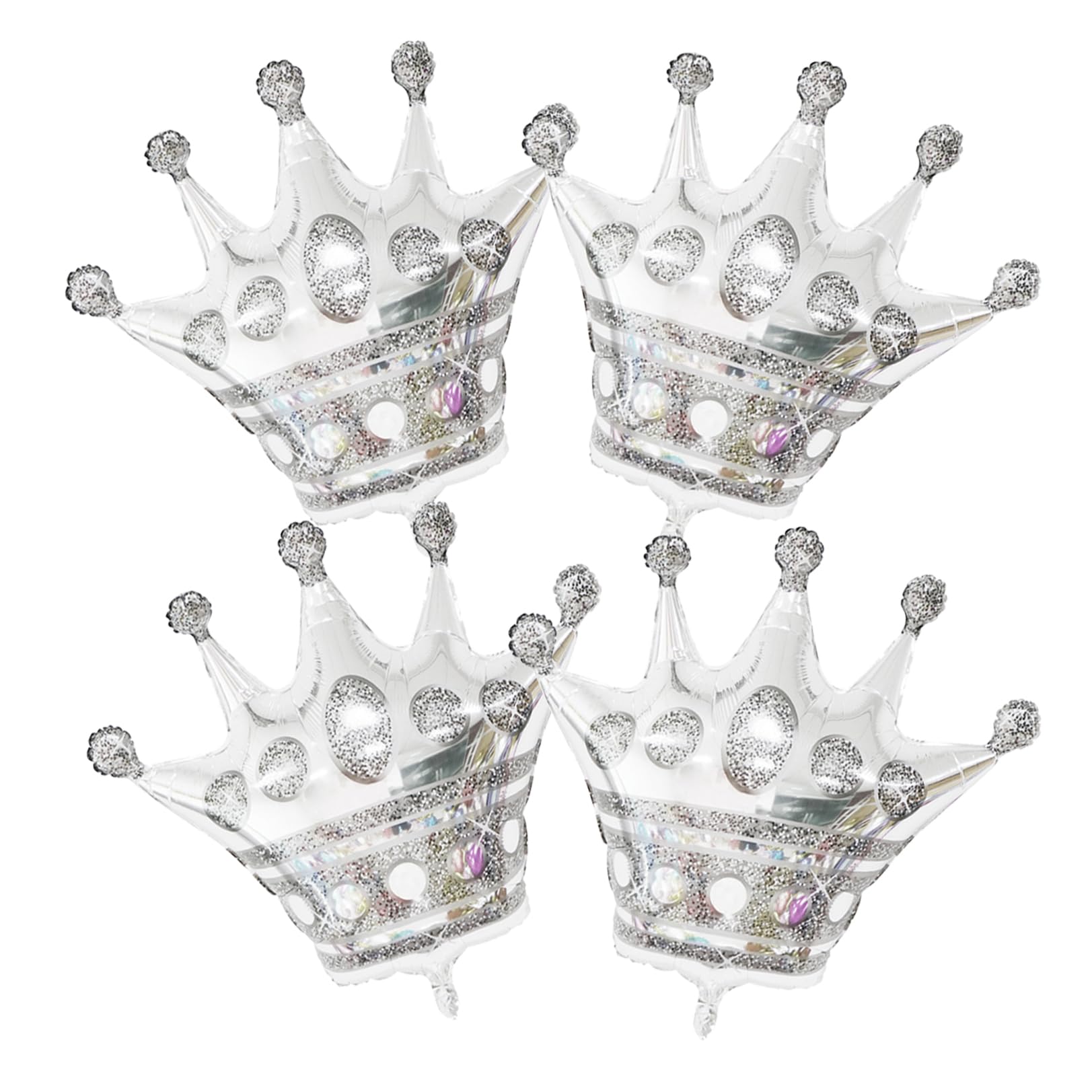 4Pcs Silver Crown Foil Balloons Decorations.For Wedding Anniversary Birthday Party Supplies