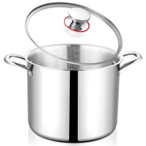 onader 12qt large stainless steel stock pot with lid tri-ply cooking soup stockpot