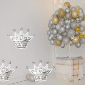 4Pcs Silver Crown Foil Balloons Decorations.For Wedding Anniversary Birthday Party Supplies