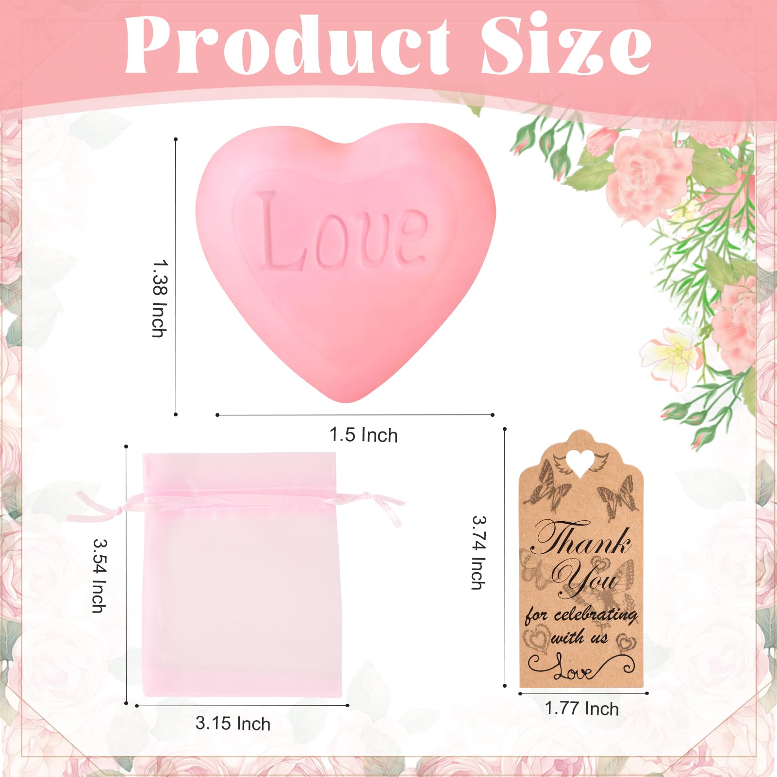 AIXIANG 100 Sets Heart Style Mini Soap for Wedding Party Favors Bridal Shower Baby Shower Guests Handmade Soap (Pink)