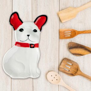 Dog Spoon Rest For Stove Top Spoon Holder For Kitchen Counter Puppy Cooking Spoon Rest White Ceramic Utensil Rest