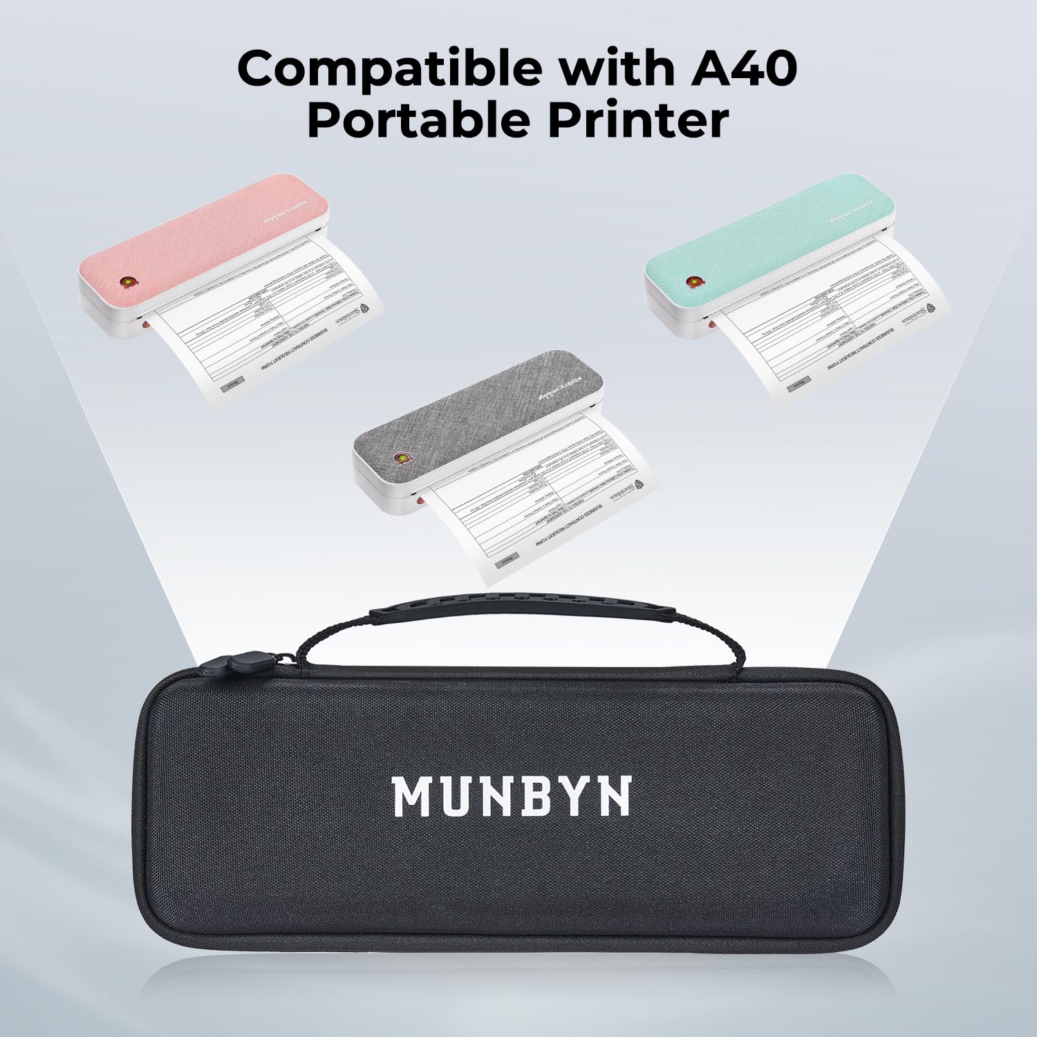 MUNBYN Storage Carrying Case Compatible with Peripage ITP01/A40 Portable Printer, Only Suitable Printer ITP01 Wireless Thermal Printer, Compact Waterproof Shockproof Scratch-resistant