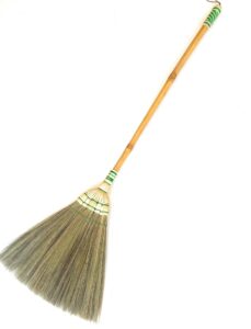 42" handmade natural grass broom with solid wood or bamboo stick, sweep debris dirt dust