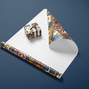 Stellar Factory Board Game and Amusement Pattern Wrapping Paper - 17 inches x 20 feet