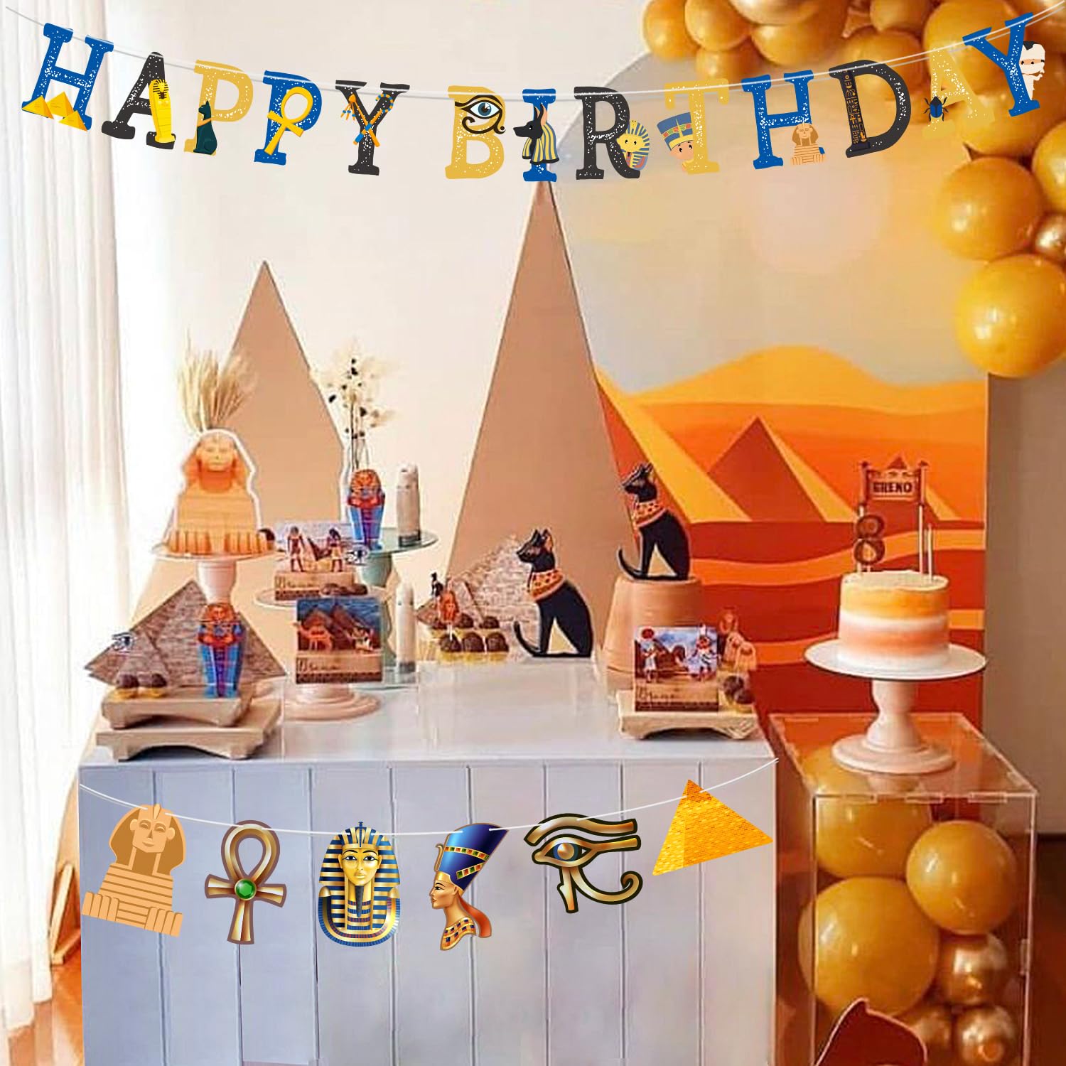 Egypt Birthday Banner, Ancient Egyptian Party Decorations, Ancient Egypt Birthday Party Decorations, Htabiol Egyptian Happy Birthday Banner, Suit for Egyptian Birthday, Egyptian Decorations Party