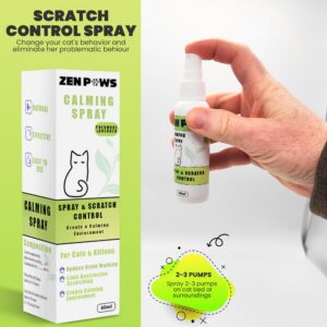 Zenpaws Cat Phermone Calming Spray - Quickly Relieve Stress - Reduces Scratching Furniture, Peeing, Marking, Anxiety - Supports Relief for Fireworks, Travel, Vet Visits 60ml