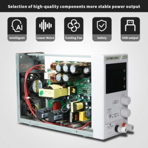 Luckyrao DC Power Supply Adjustable Variable Regulated Power Supply, High Precision Digital Switching Power Supply, with USB Charging Interface， with Encoder knob Adjustment (30V5A)