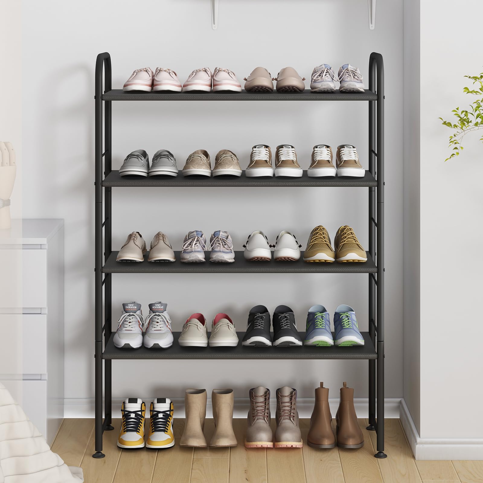 SUOERNUO Shoe Rack 4 Tier Storage Organizer for Closet Entryway Black