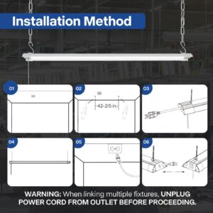 ENATECLITE Linkable 4Foot Hanging Mount Work Lights, LED Garage Lights, Plug-in High Visibility Workshop Led Lights, Hanging Garage Ceiling Lights 4000K Daylight, 4500LM, Pull Chain for Basement